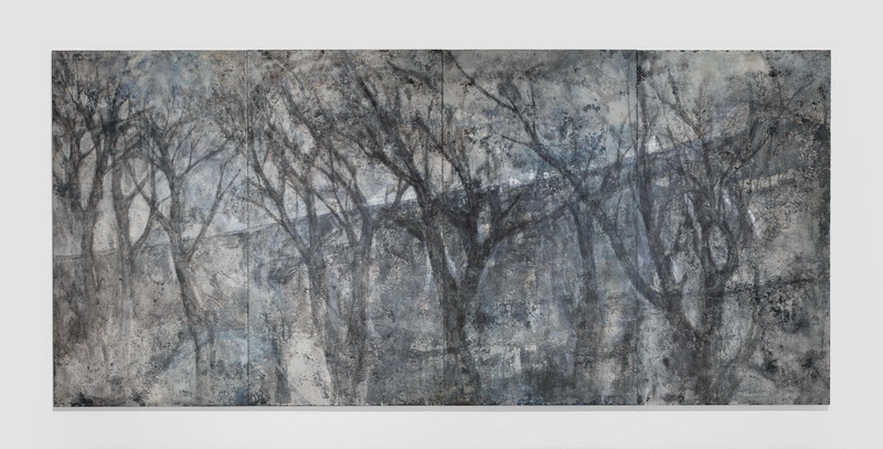 13黄秋实 《融合的结构》 122cm×326cm 木结构、海泡石粉、纤维、铁渣、贝粉、茶、磁粉、色粉  2023 .jpg